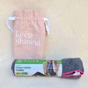 Gaiam Thirsty Yoga Hand Towel Gray and Pink